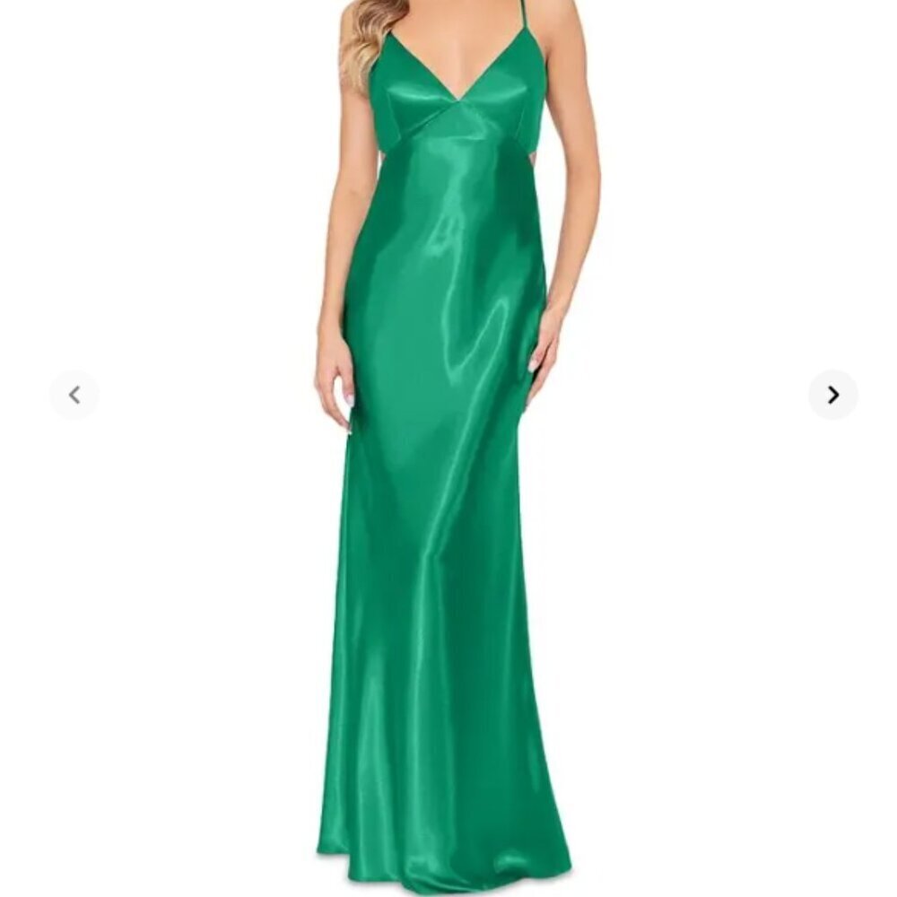 NWT AQUA Satin Open Back Gown Mermaid Skirt - Picture 1 of 9